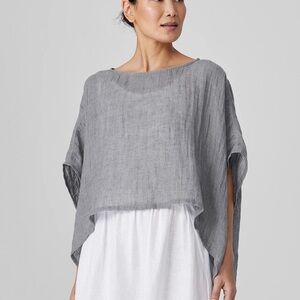 Eileen Fisher Délavé Organic Linen Gauze Bateau Neck Poncho